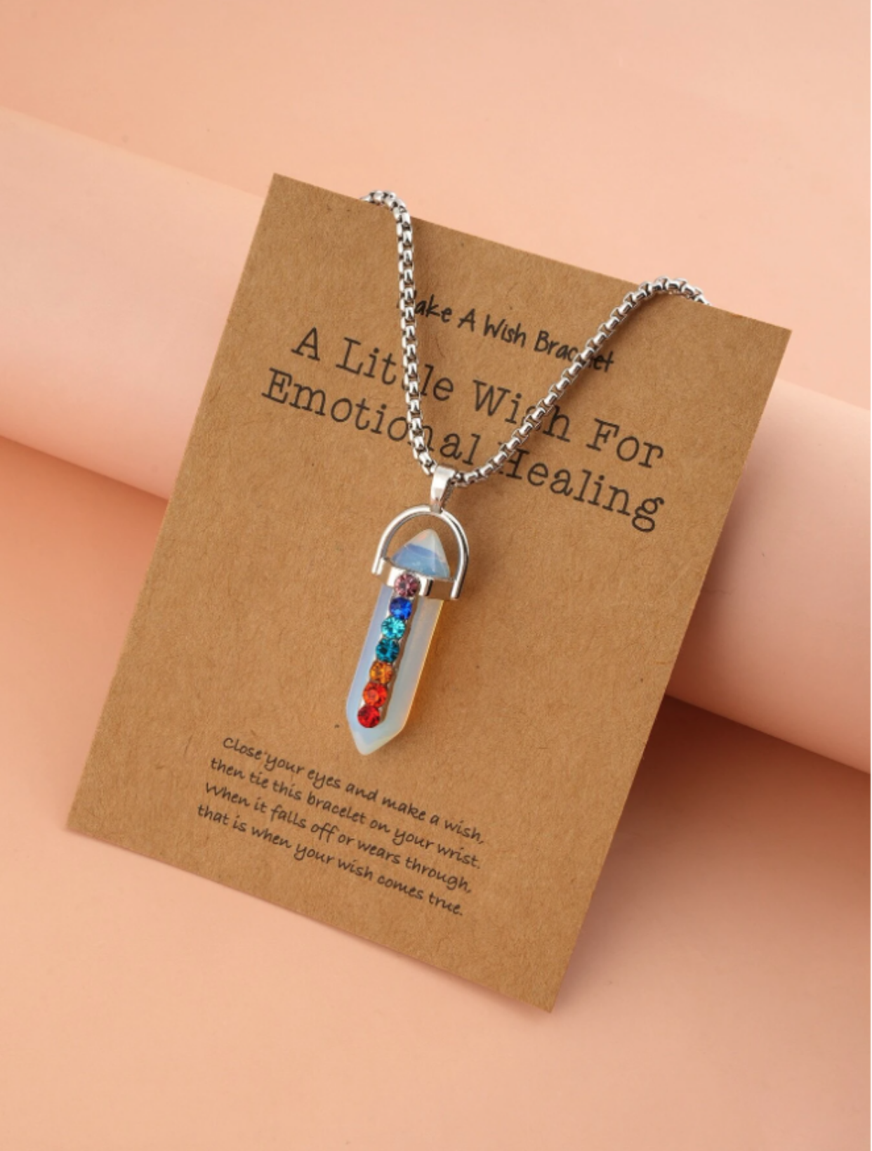 White and Chakra Colour Geometric Necklace