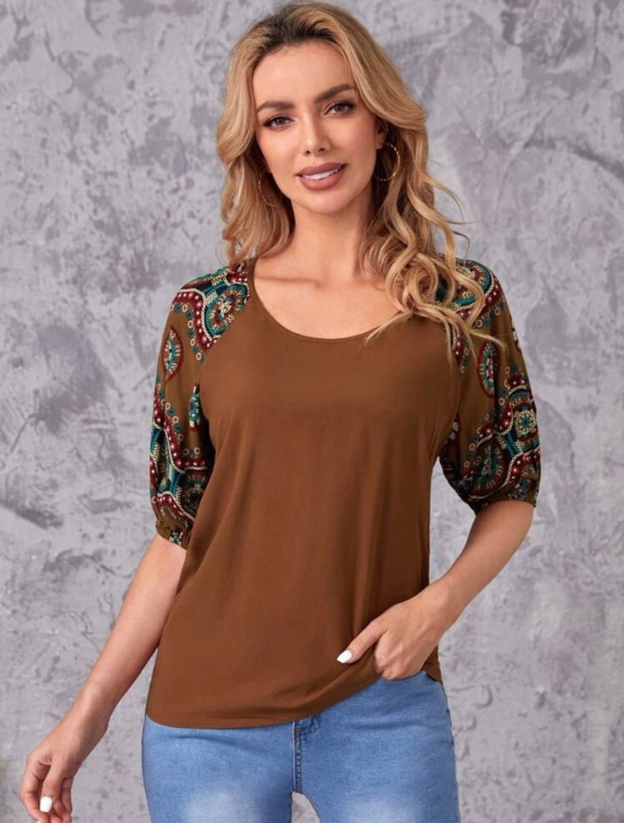 Brown Raglan Sleeve Top