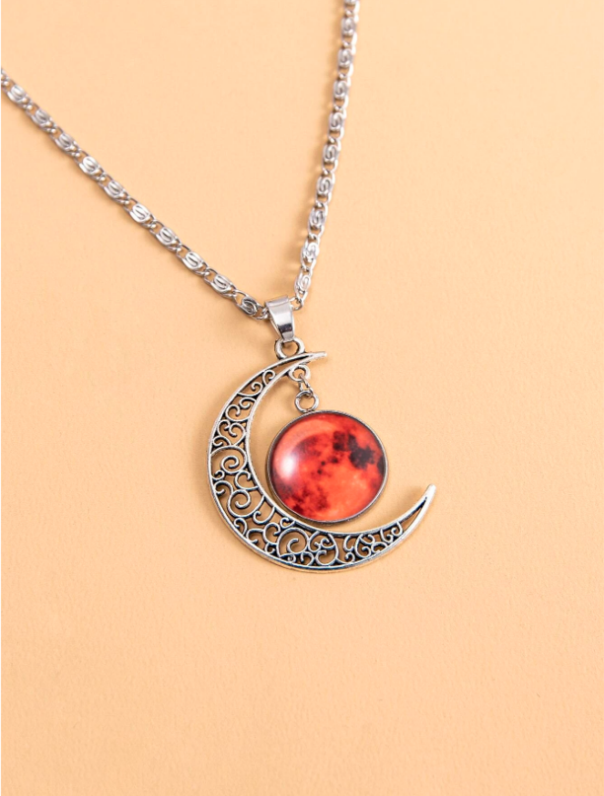 Glow In The Dark Moon Charm Necklace