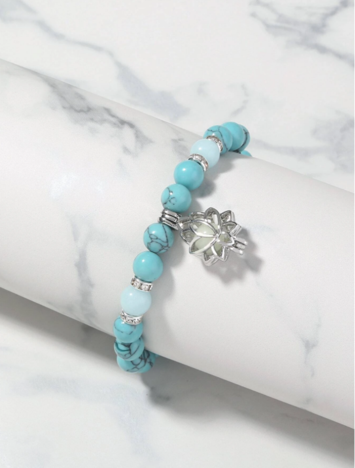Blue Glow In The Dark Lotus Bracelet