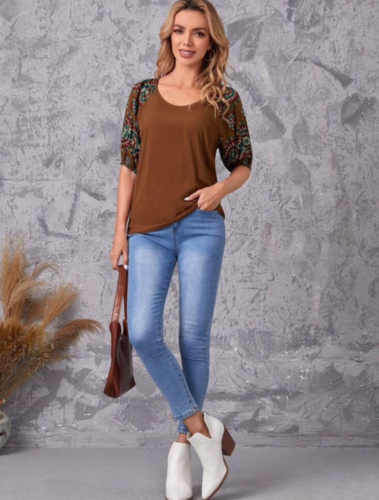 Brown Raglan Sleeve Top