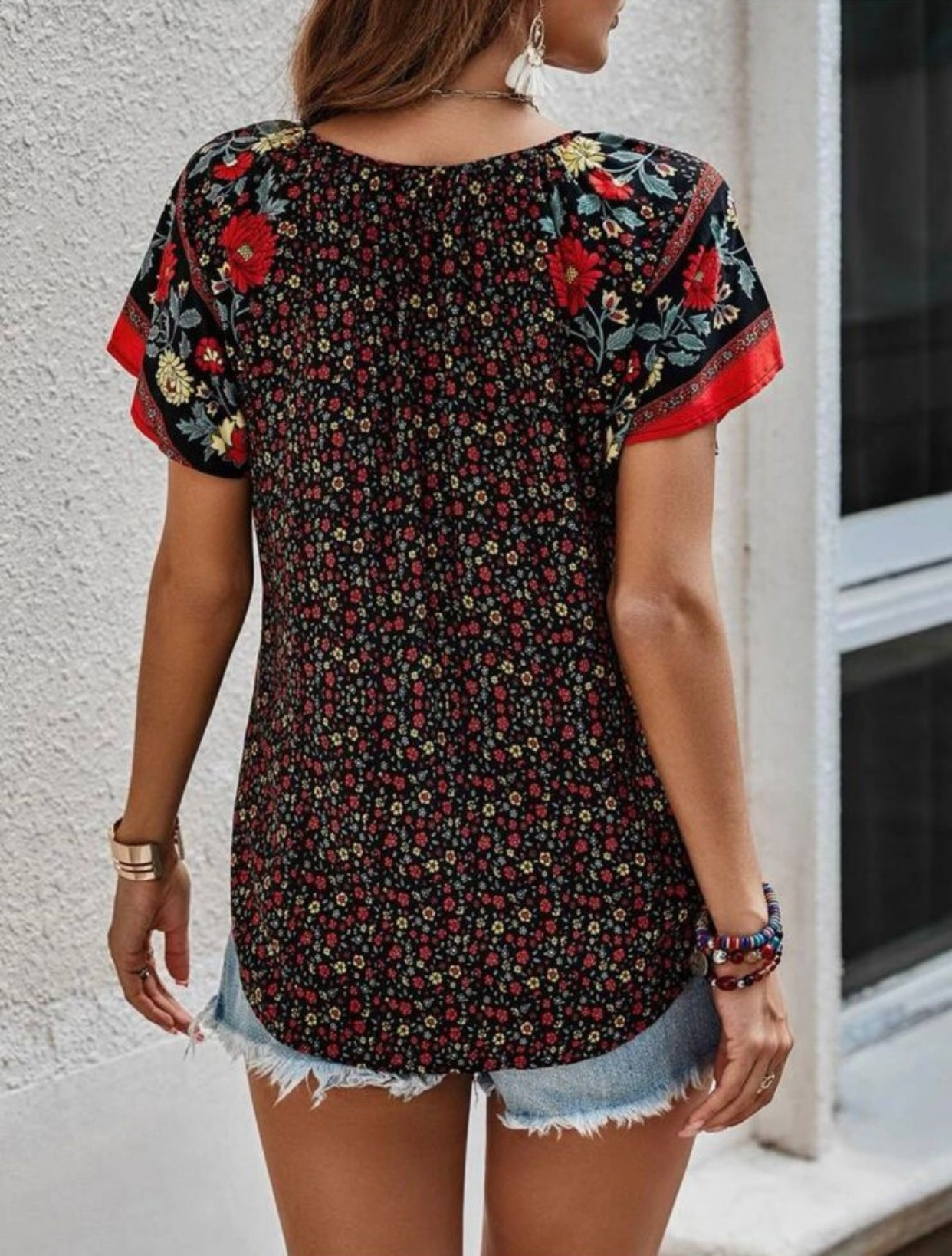 Ditsy Floral Dolman Sleeve Blouse