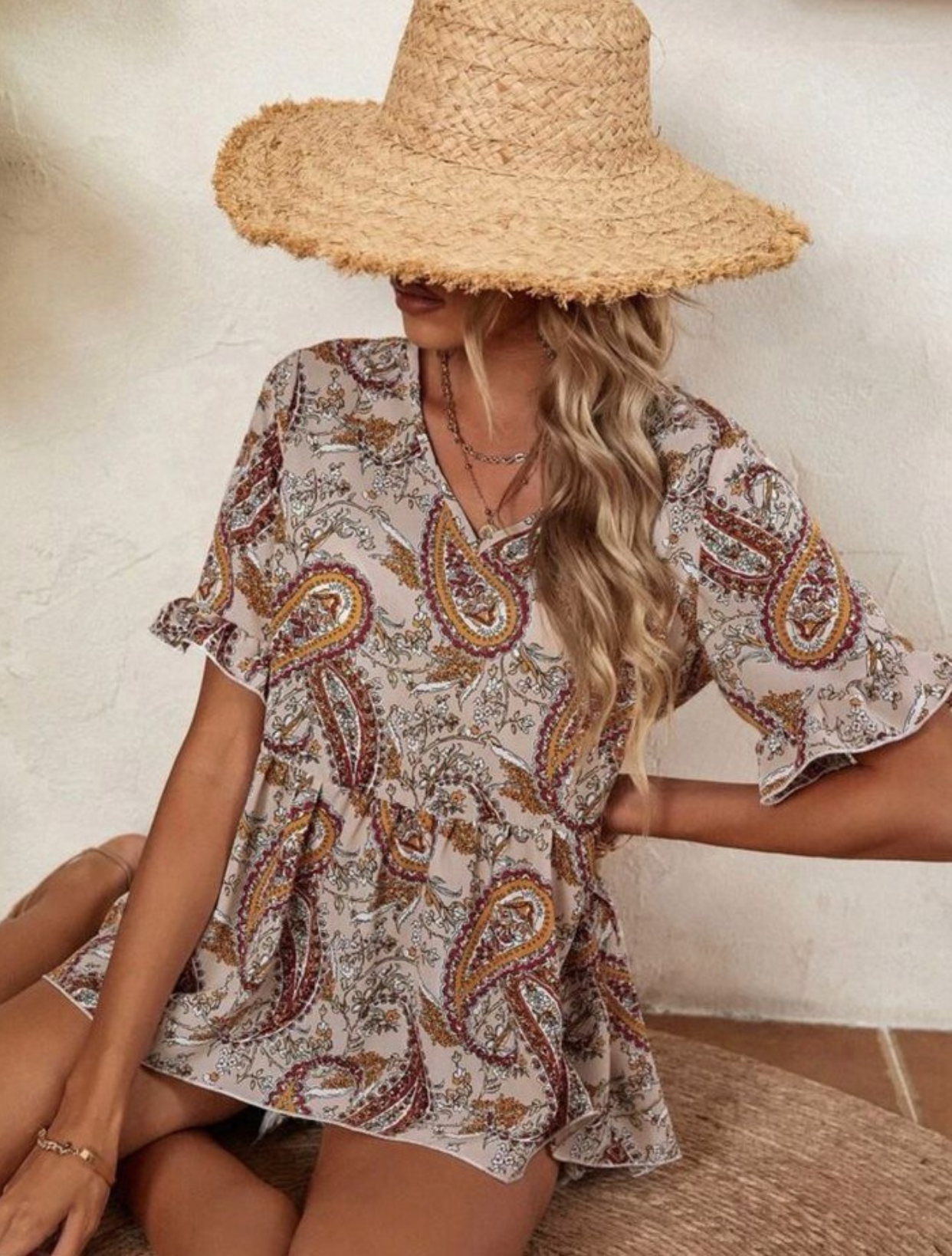 Floral and Paisley Peplum Blouse