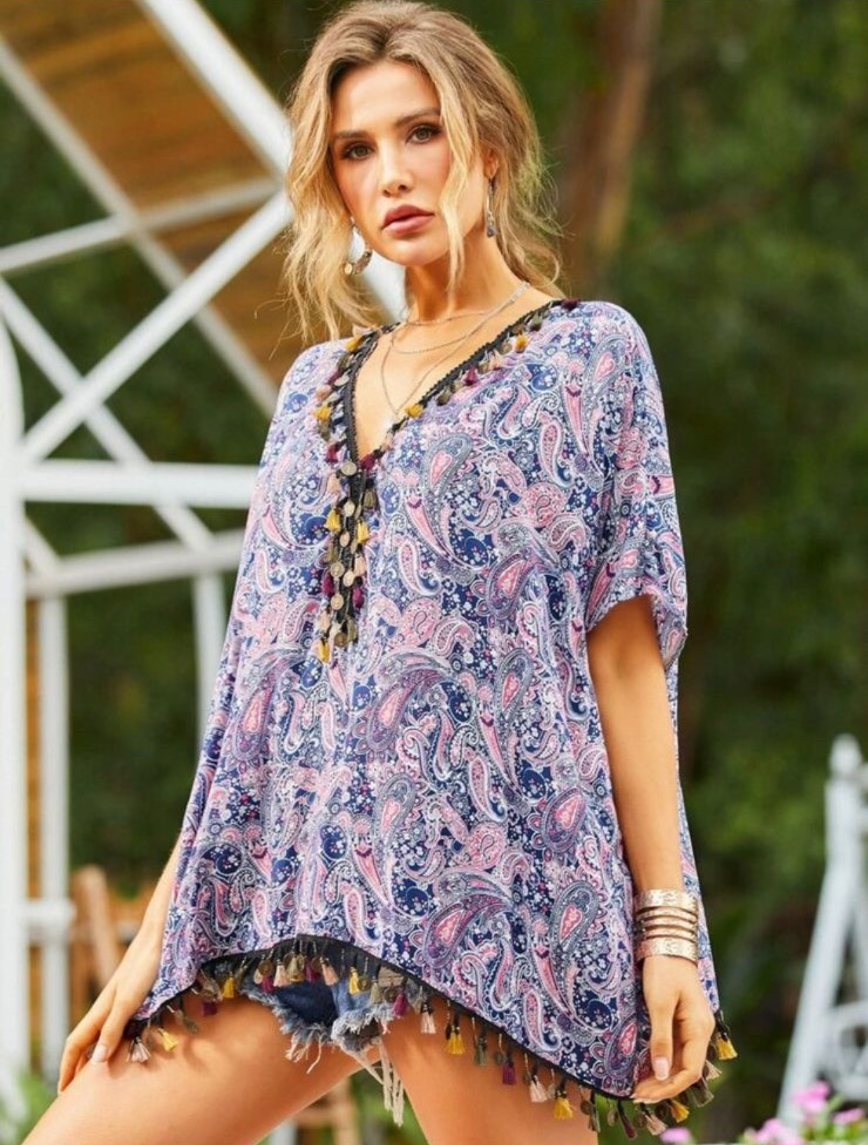 Paisley Dolman Sleeve Blouse