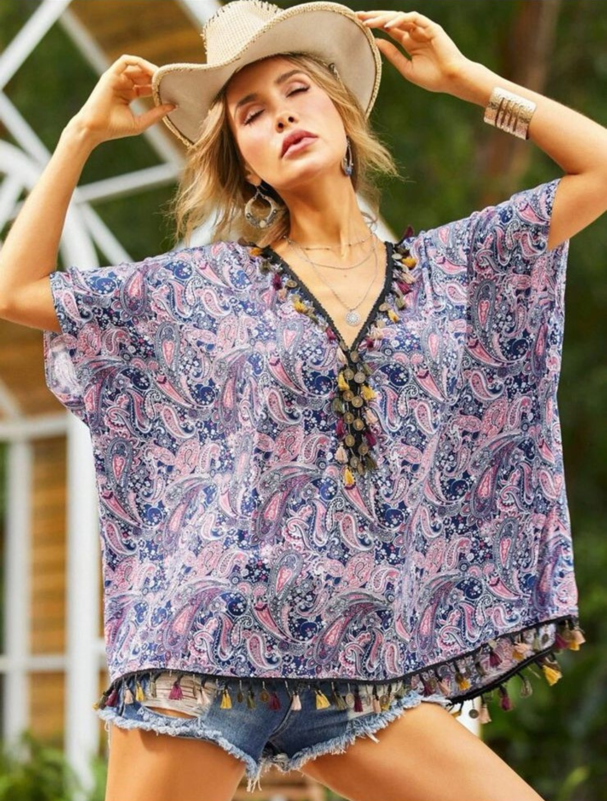 Paisley Dolman Sleeve Blouse