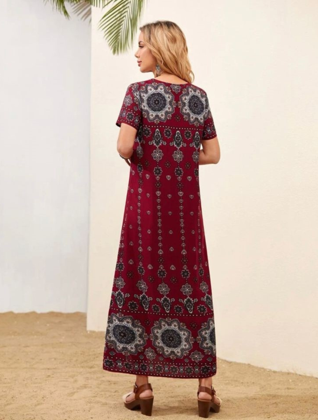 Red and black Floral & Geo Print Tunic Dress