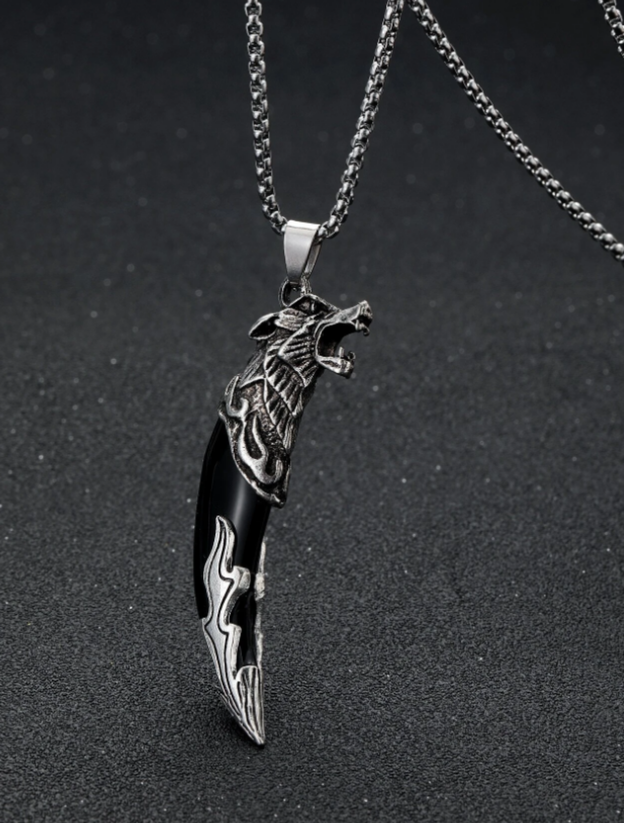 Men Wolf Fang Charm Necklace