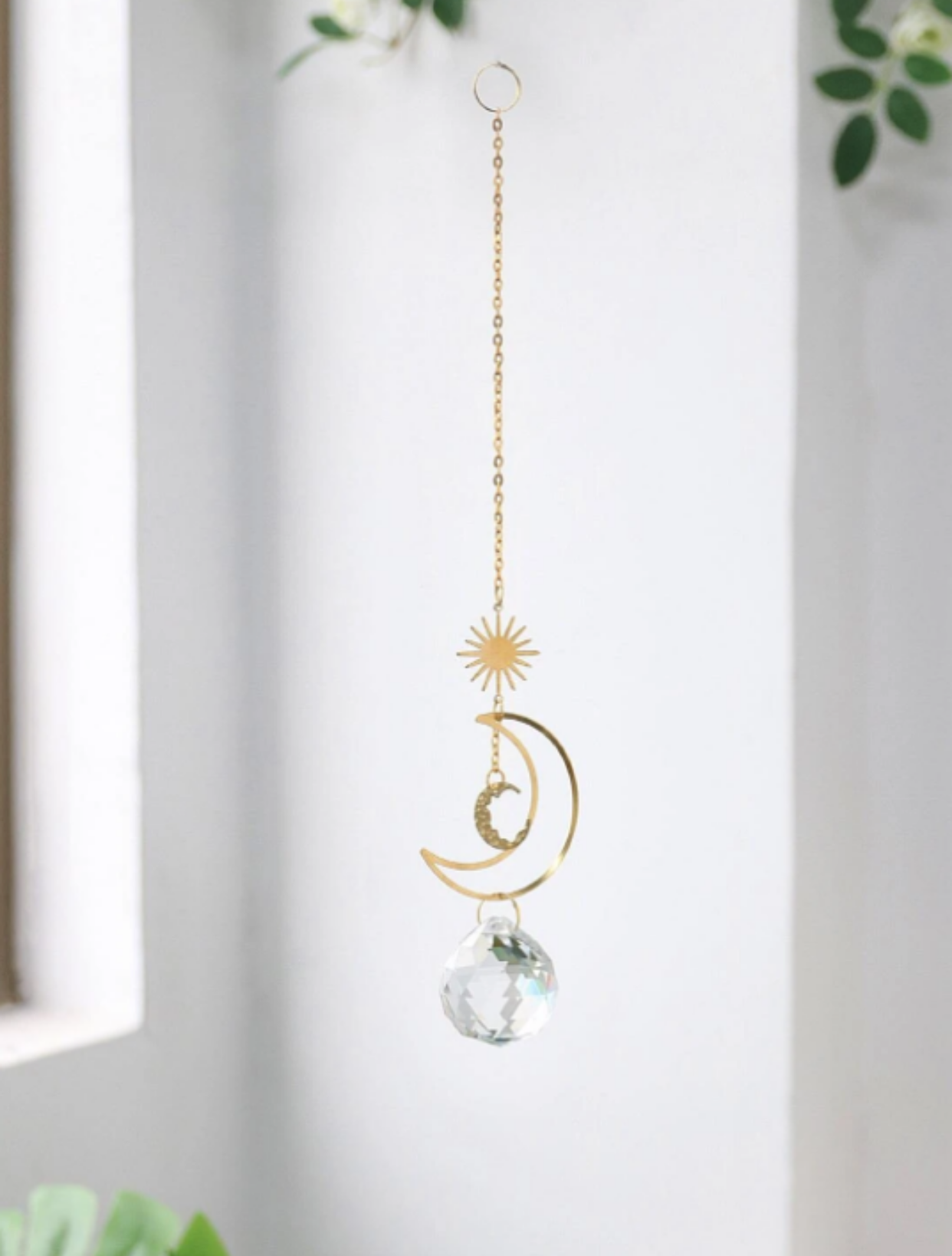 Crystal Pendant Moon Wall Hanging