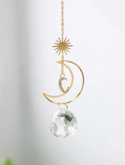 Crystal Pendant Moon Wall Hanging