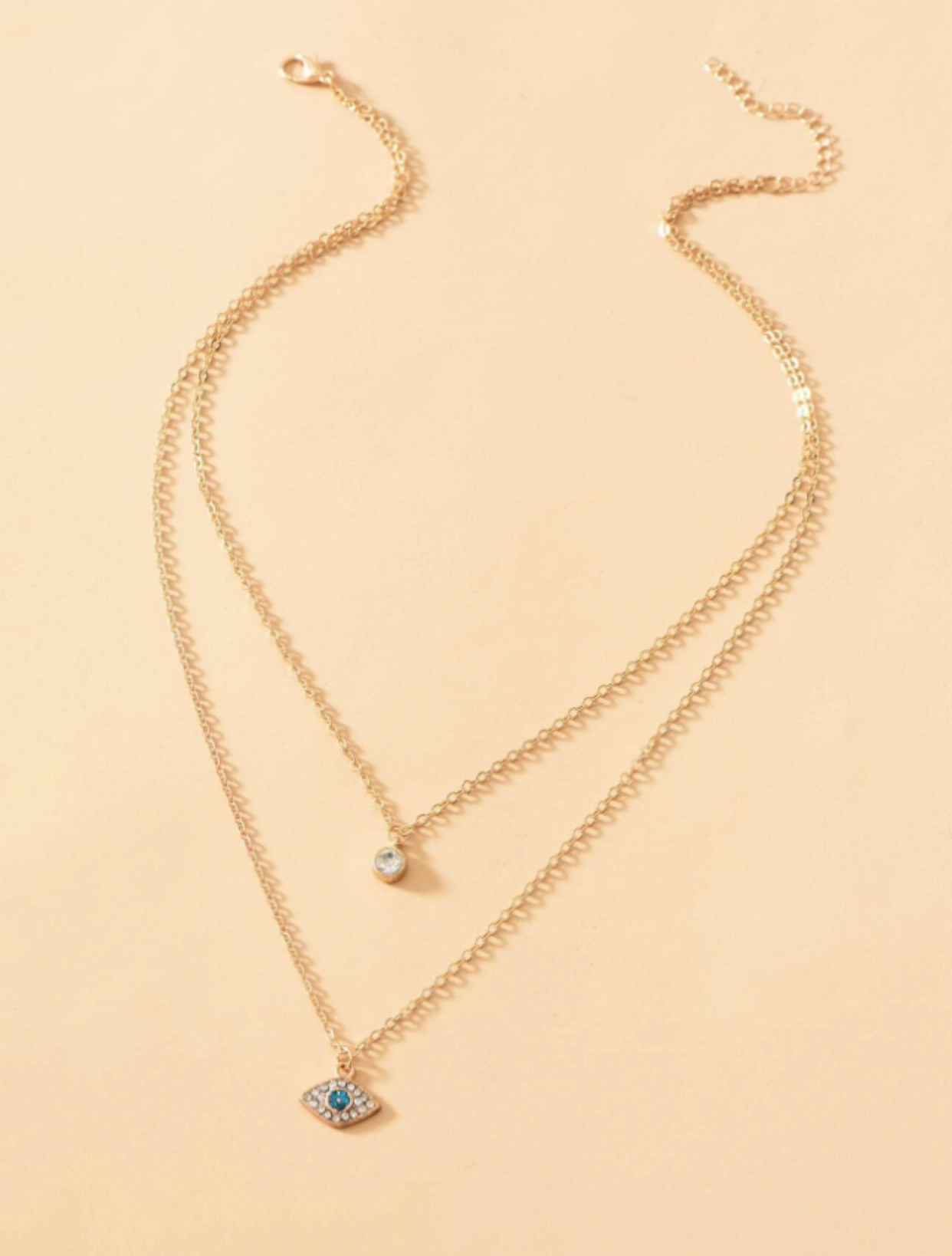 Turquoise & Gold Eye Charm Layered Necklace