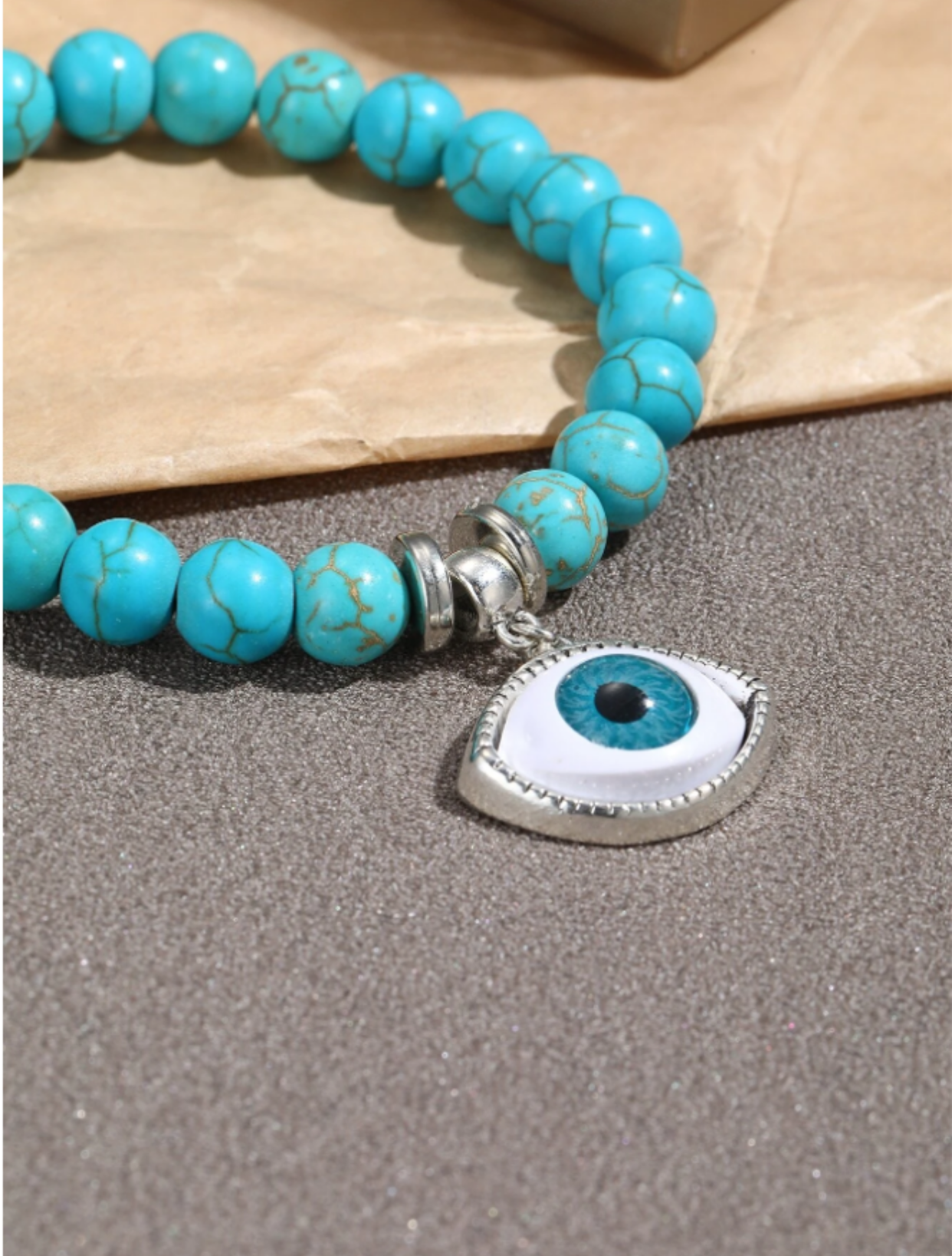 Turquoise Beaded Eye Charm Bracelet