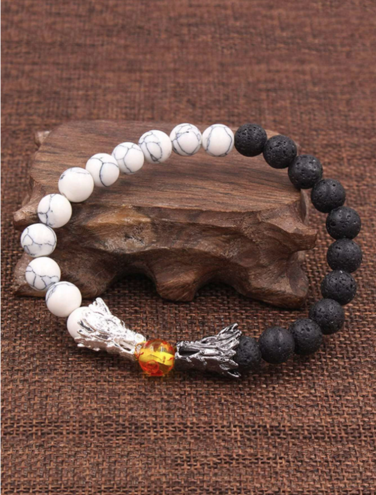 Men Dragon & Stone Beaded Bracelet