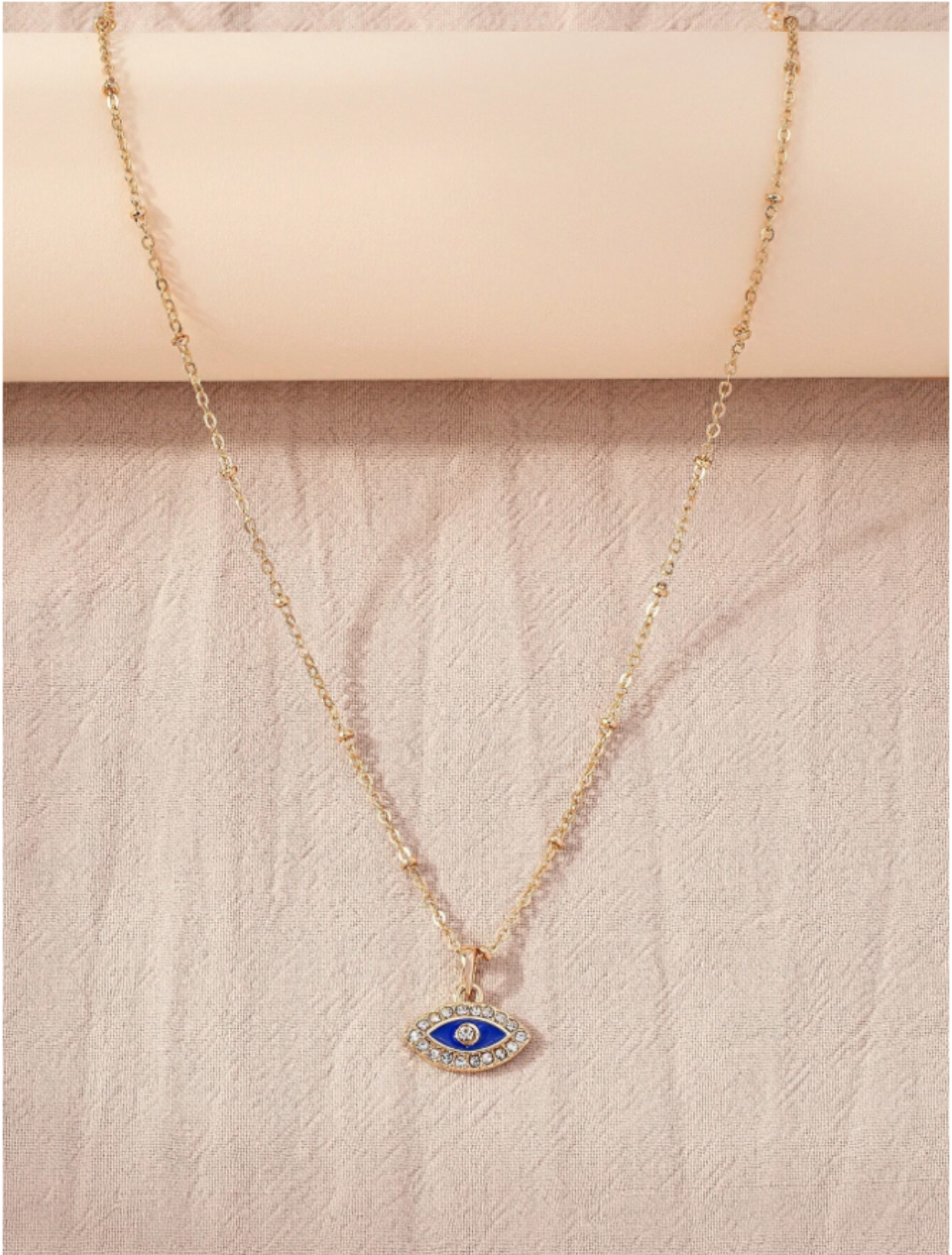 Royal Blue & Gold Eye Pendant Necklace