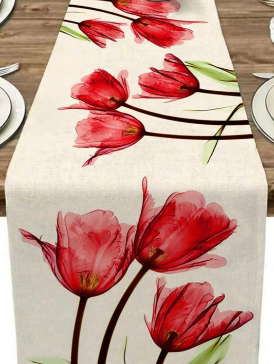 Red floral Table Runner