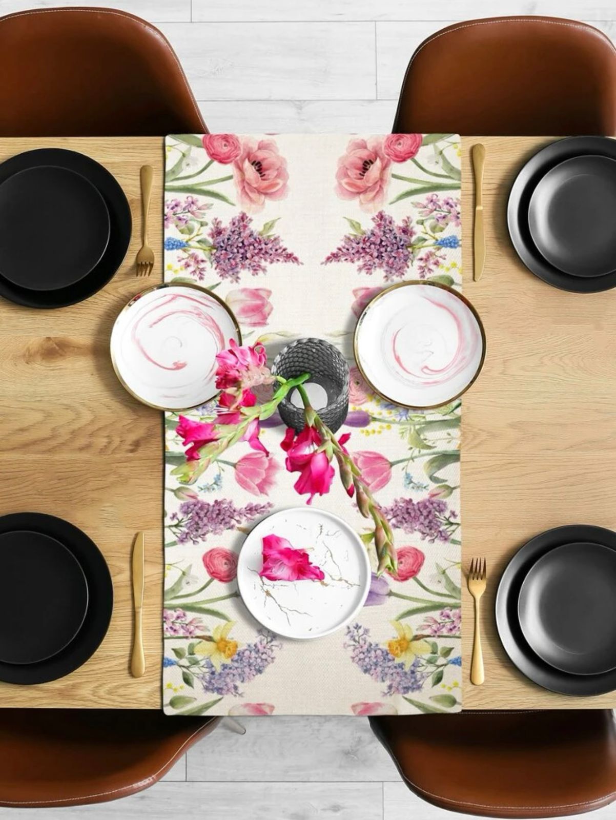 Colorful Floral Arrangement Table Runner