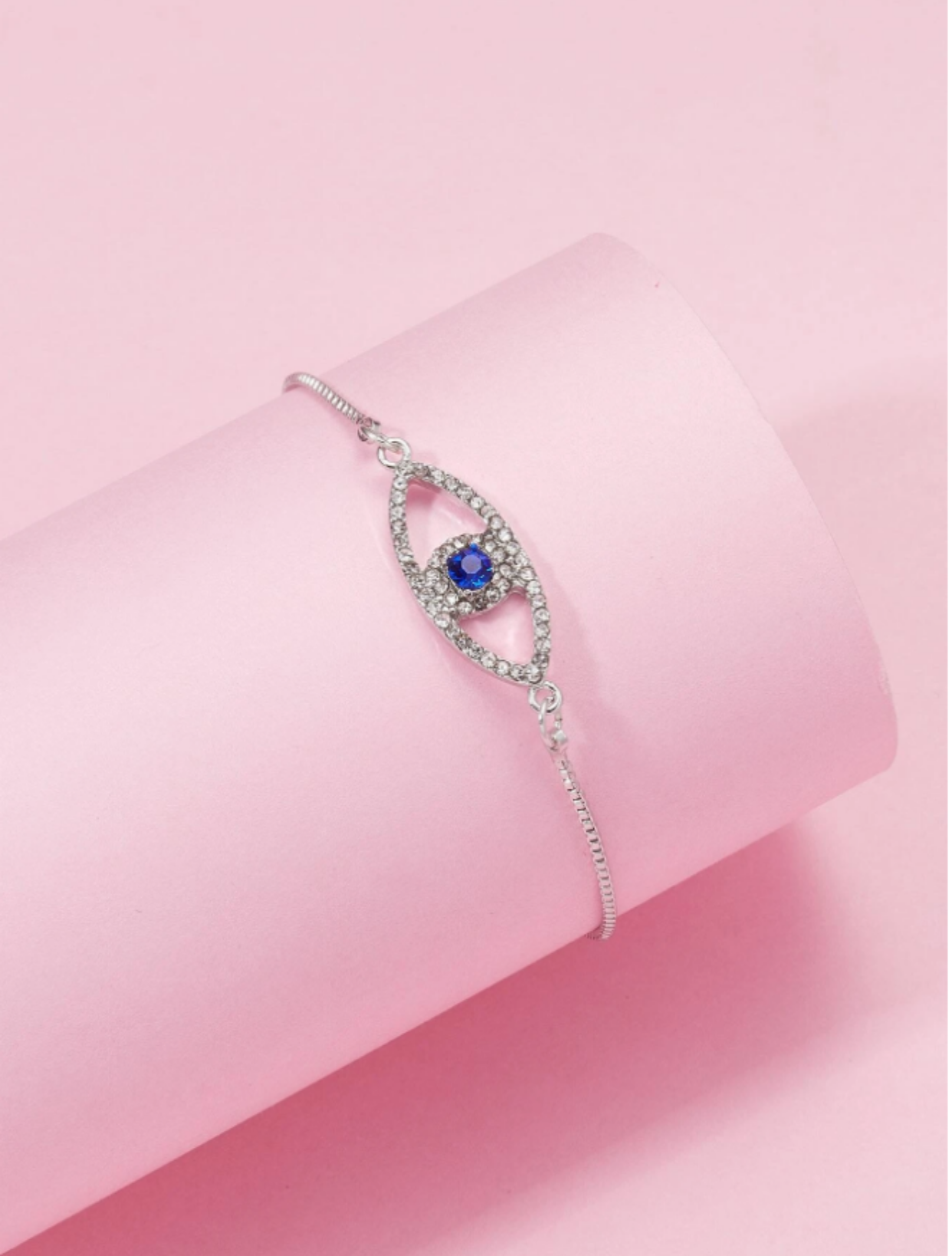 Royal Blue Rhinestone Eye Decor Bracelet