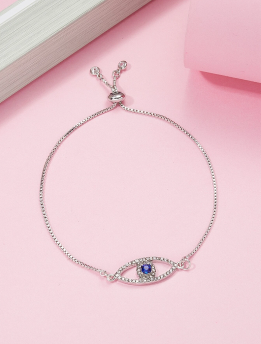 Royal Blue Rhinestone Eye Decor Bracelet