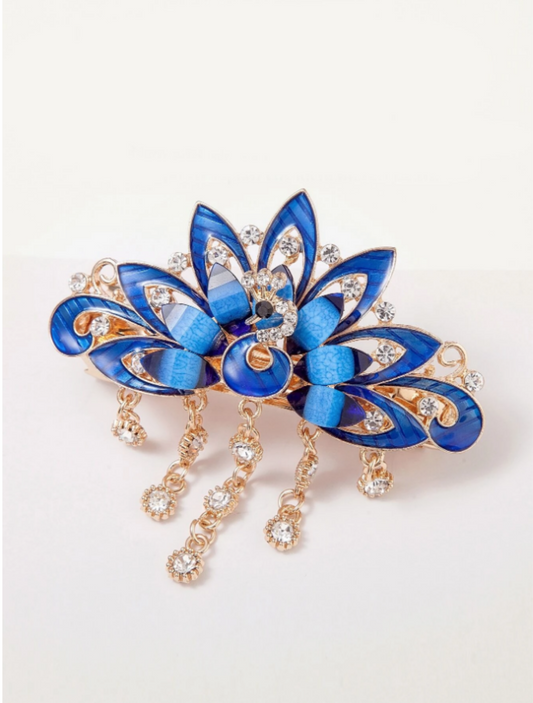 Rhinestone & Peacock French Clip