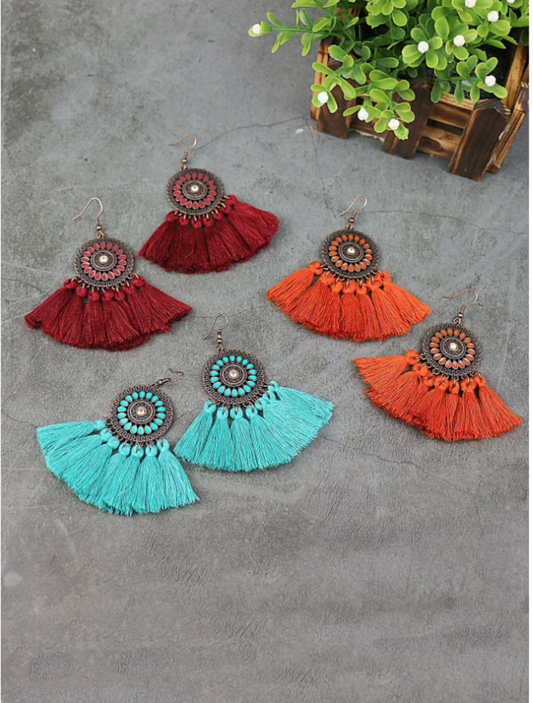 Tassel Drop Earrings - 3 Pairs