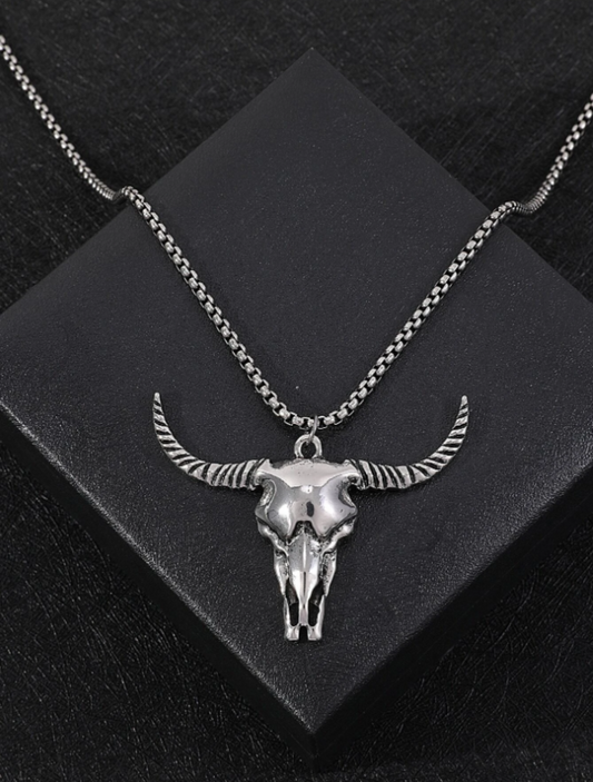Men Cattle Head Charm Necklace