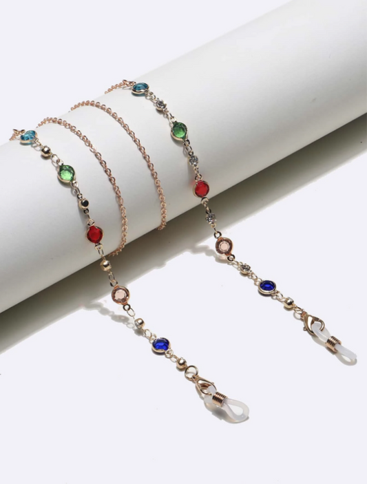 Multi Colour Rhinestone Glasses Chain