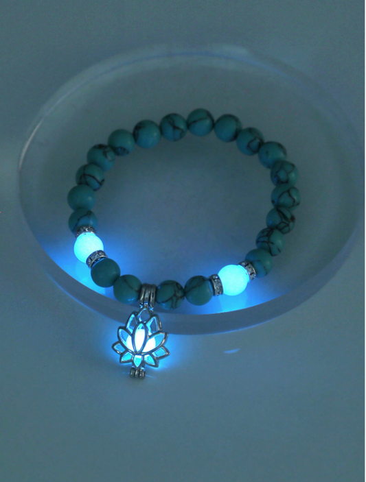 Blue Glow In The Dark Lotus Bracelet