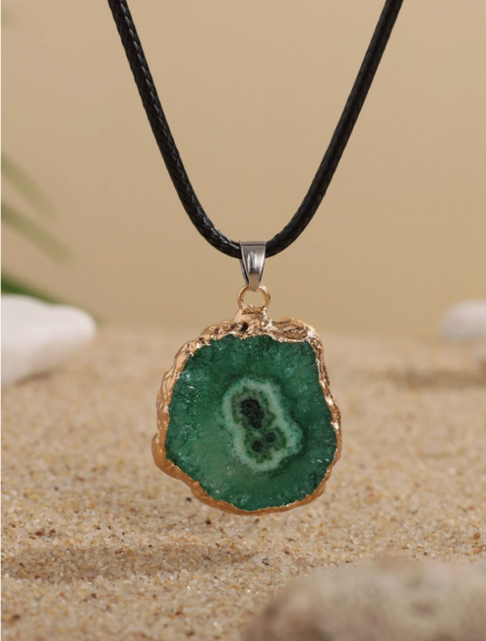 Green Stone Charm Necklace