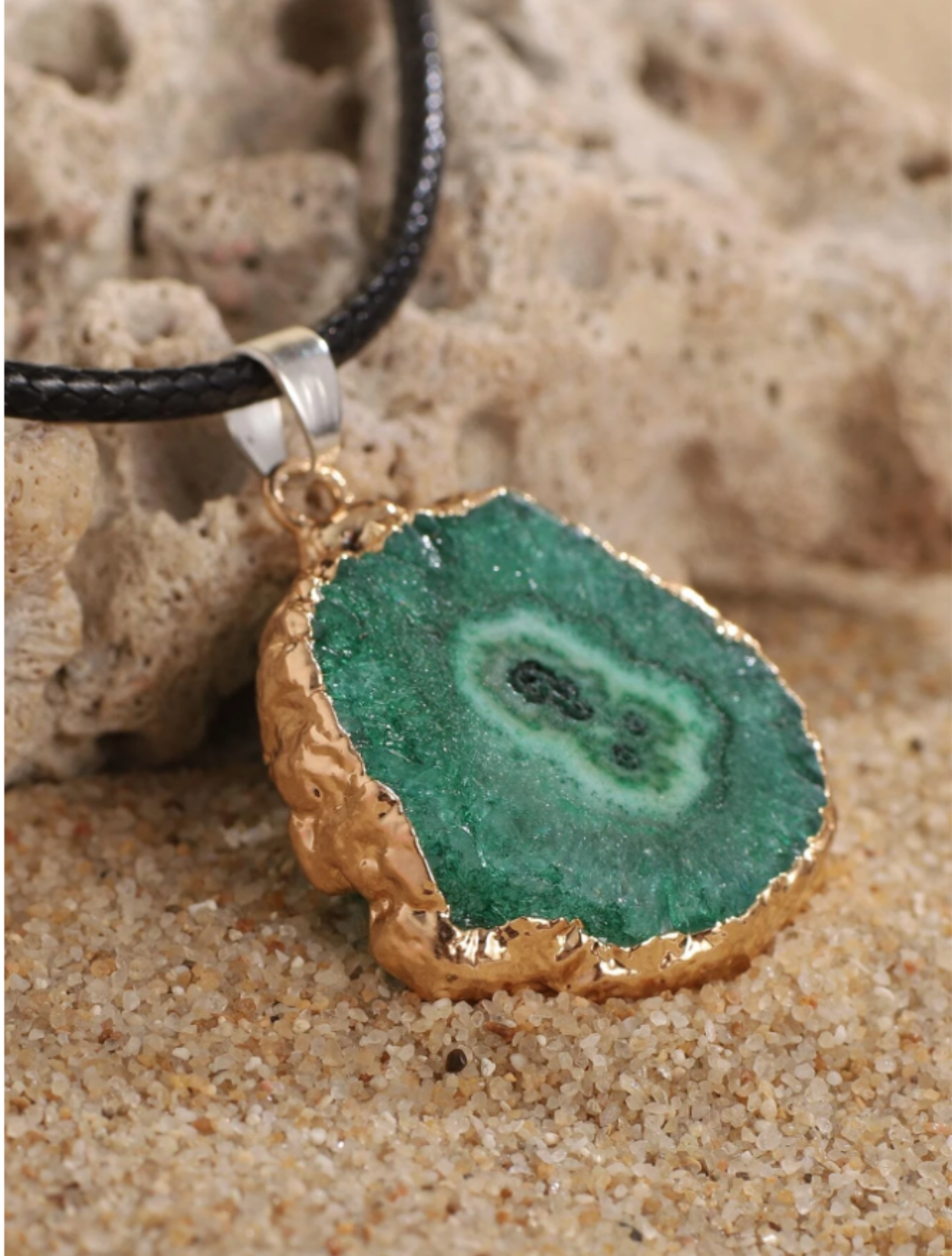 Green Stone Charm Necklace