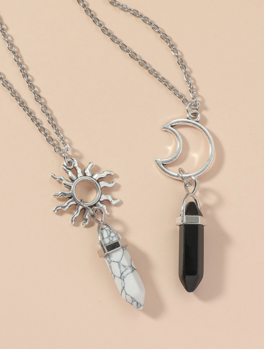 Sun & Moon Pendant Couple Necklace