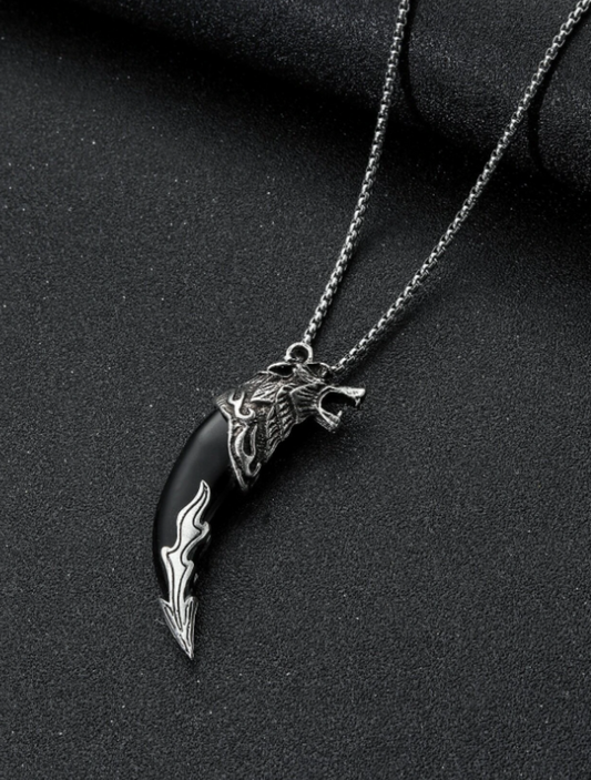 Men Wolf Fang Charm Necklace