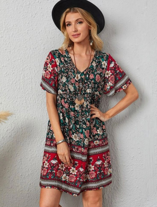 Floral Print Smock dress