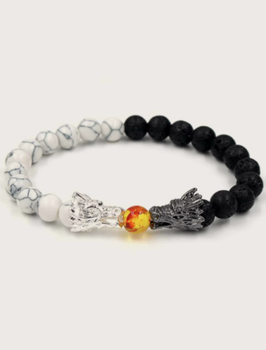 Men Dragon & Stone Beaded Bracelet
