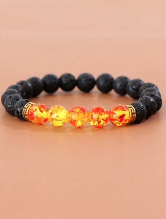 Volcano Rock & Fire Beaded Bracelet