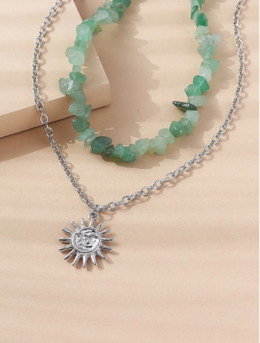 Layered Sun Pendant Necklace
