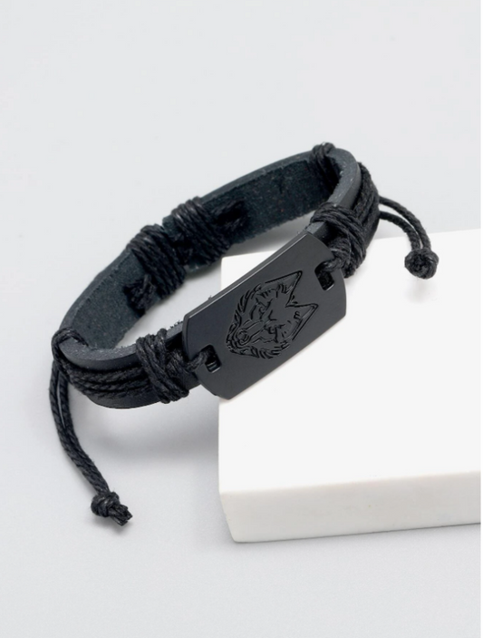Men Wolf Head Pattern Bracelet