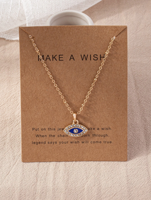 Royal Blue & Gold Eye Pendant Necklace