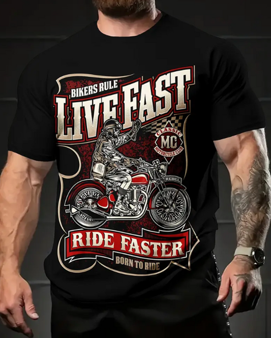 Black and Red Live Fast Shirt