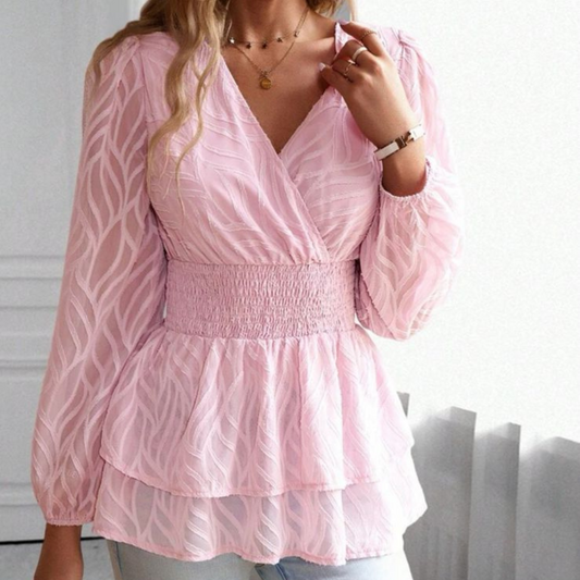 Pink Lantern Sleeve Blouse