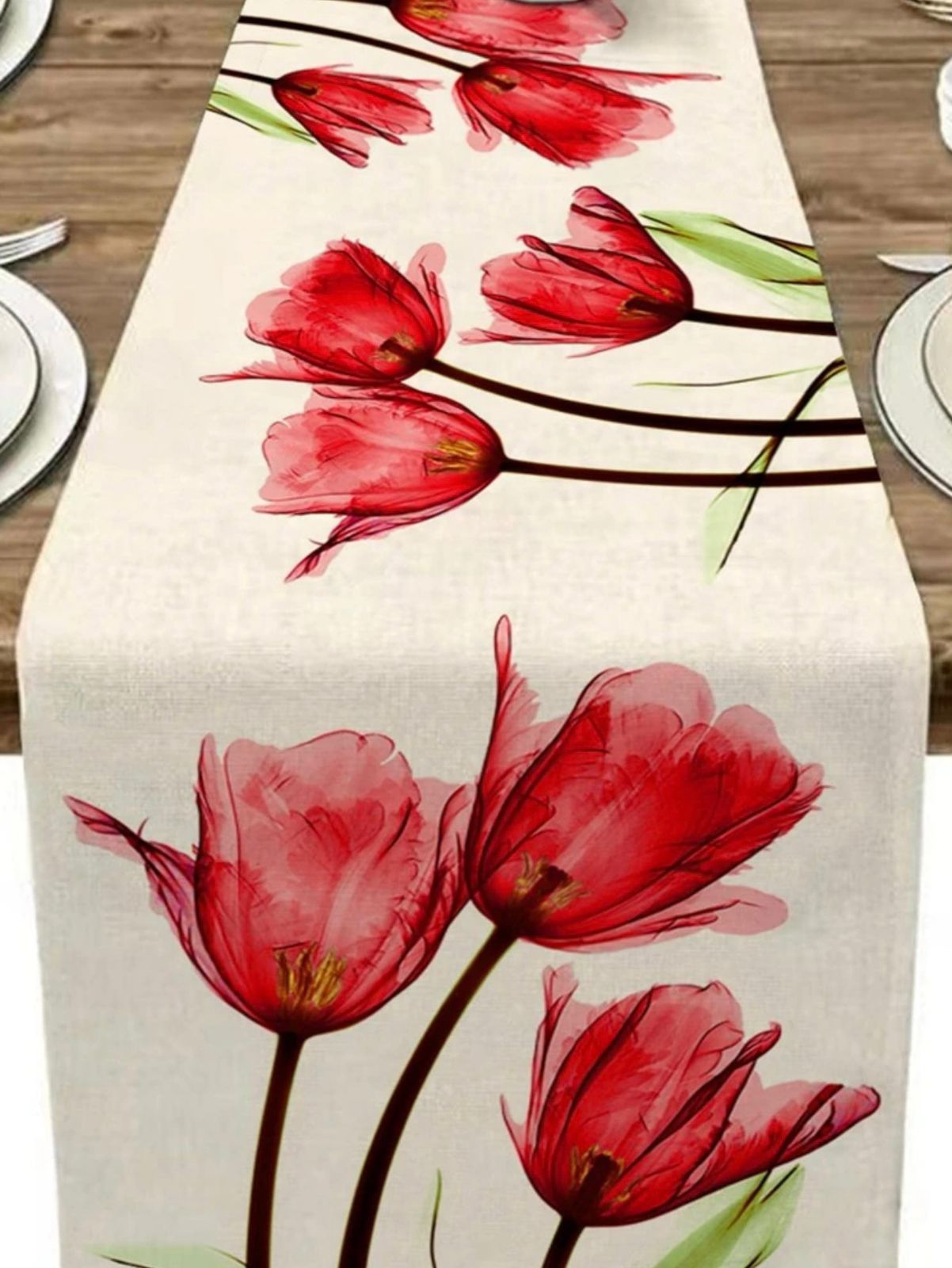 Red floral Table Runner