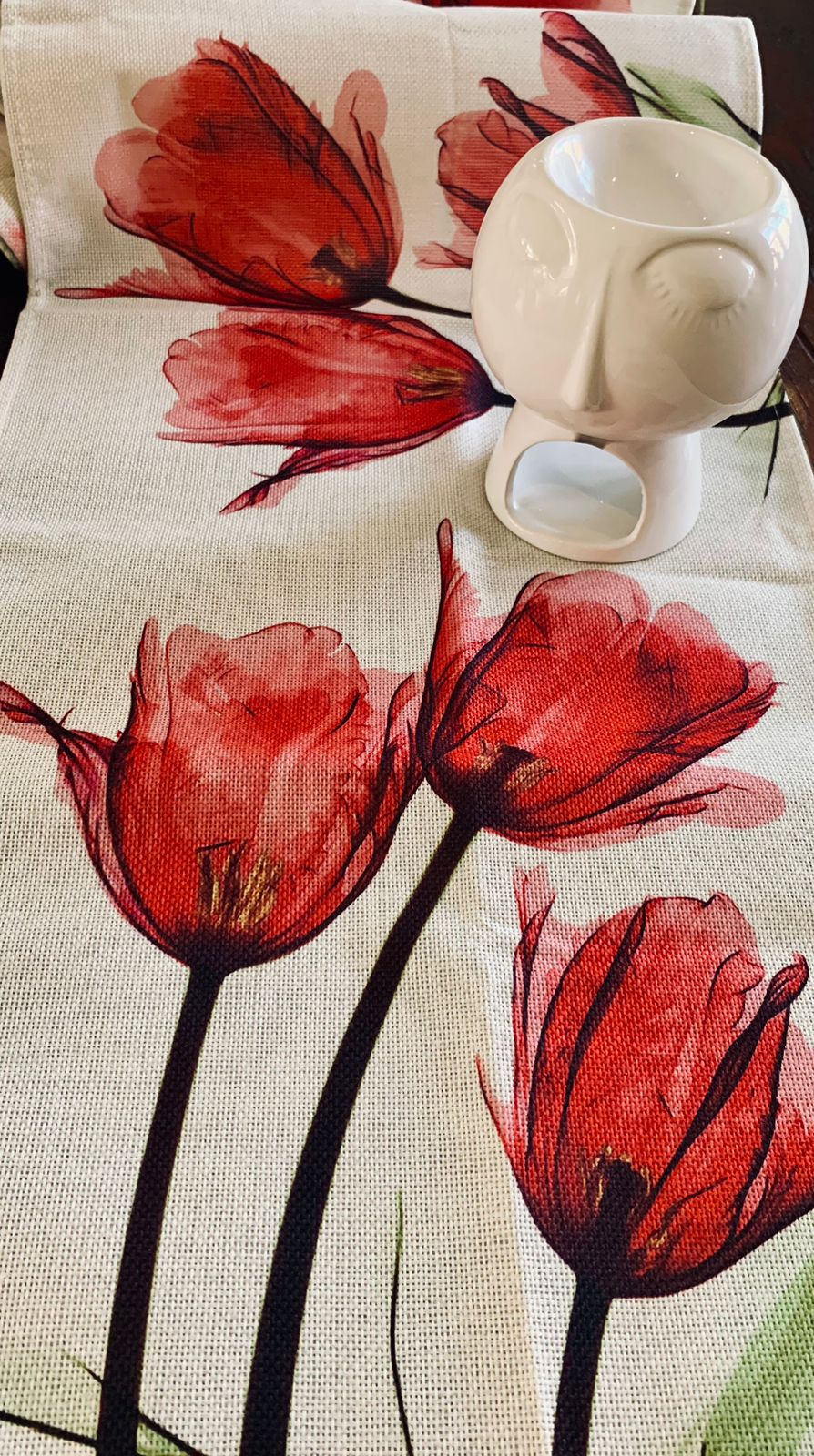 Red floral Table Runner